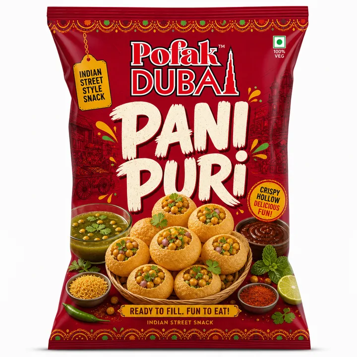 Pani Puri Packaging for UMAIBOZ - AI-generated packaging design concept