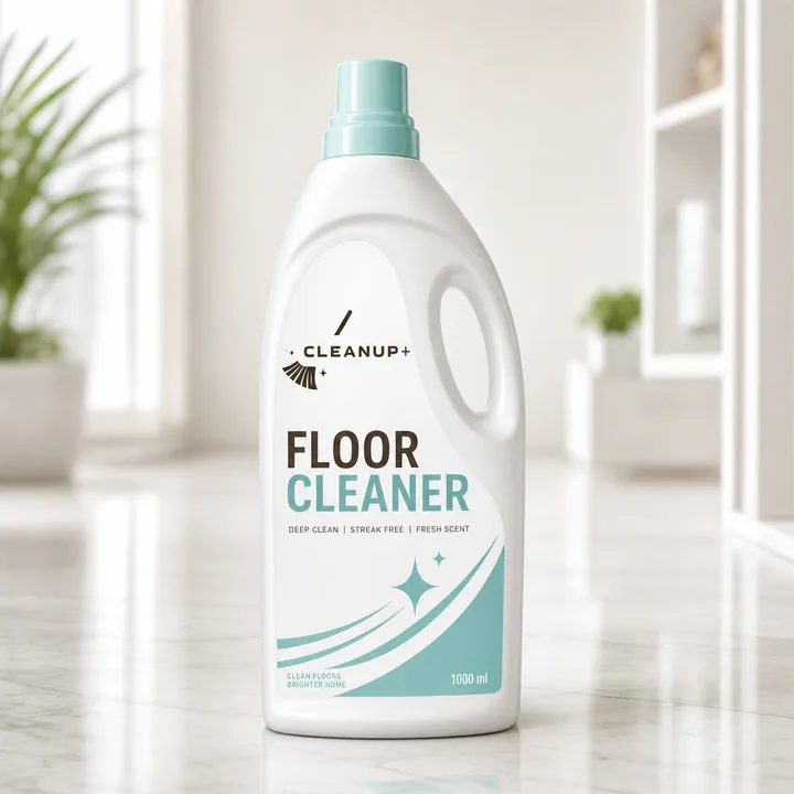 Floor Cleaner Packaging for CleanUp+ - AI-generated packaging design concept