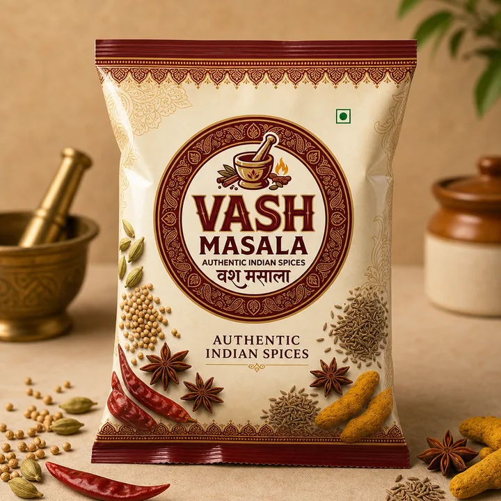Vash Masala Packaging Design - AI-generated packaging design concept