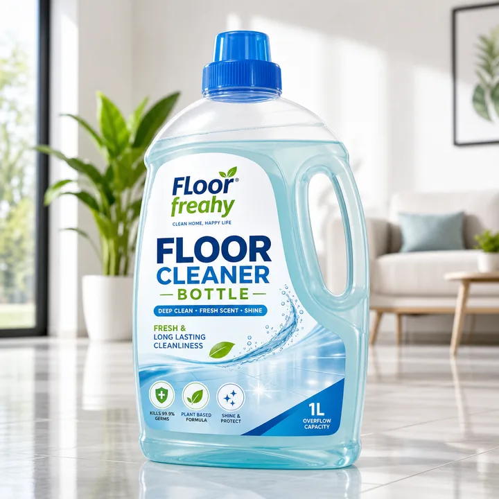 Floor Cleaner Bottle Packaging for FLoor Freahy - AI-generated packaging design concept