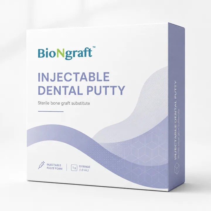 Injectable Dental Putty Packaging for BIONGRAFT - AI-generated packaging design concept