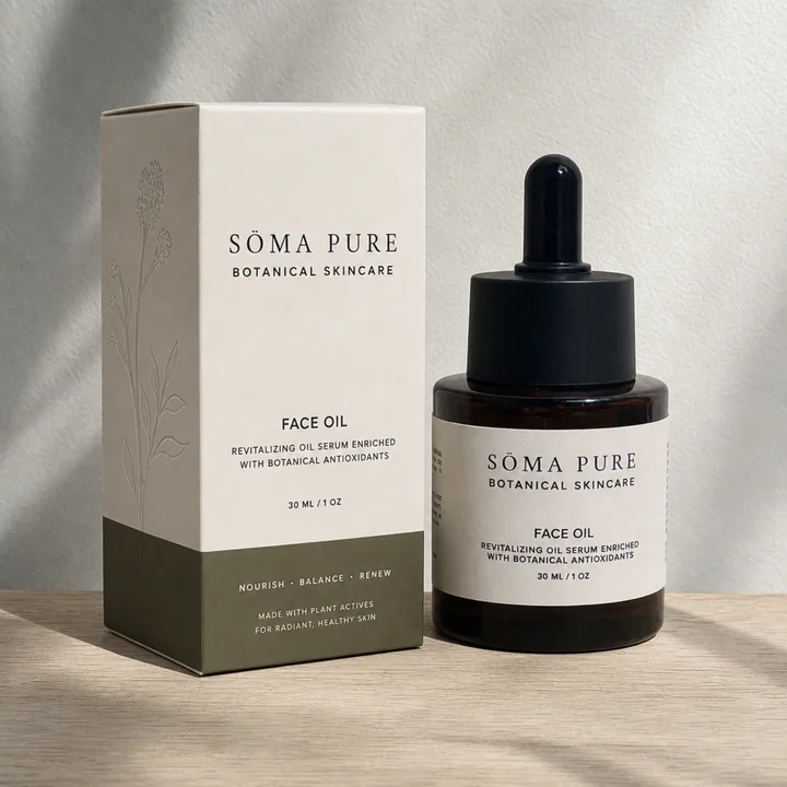 Renew Oil Serum Packaging for Sōma Pure #0129 - AI-generated packaging design concept