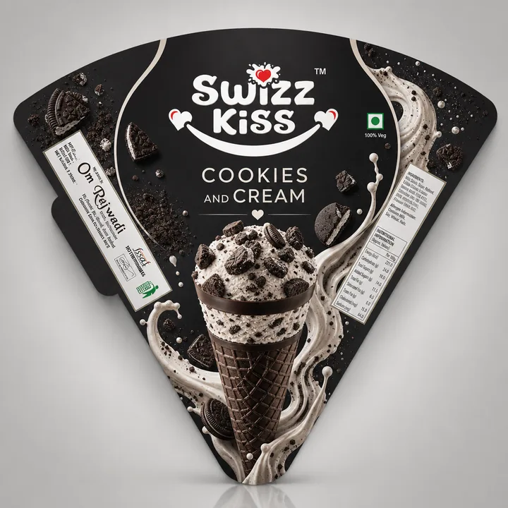 Ice-cream Packaging for Swizzkiss - AI-generated packaging design concept