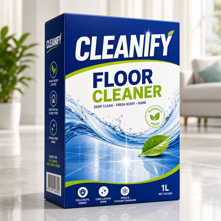 Floor Cleaner Packaging for Cleanify - AI-generated packaging design concept