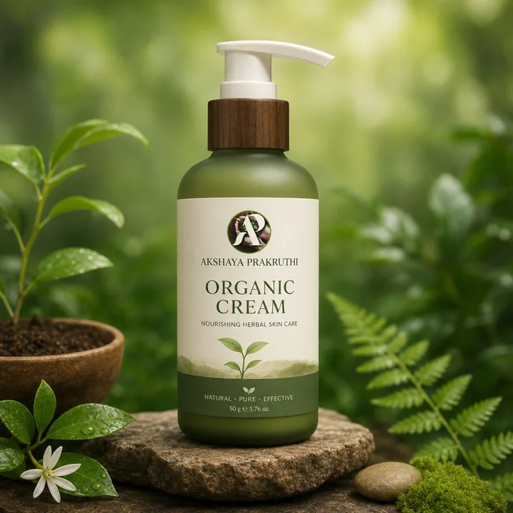 Organic Cream Packaging for Akshaya Prakruthi - AI-generated packaging design concept