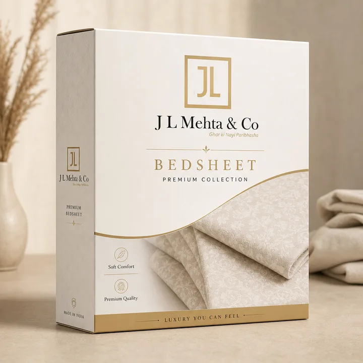 Bedsheet Packaging for J L Mehta & Co - AI-generated packaging design concept