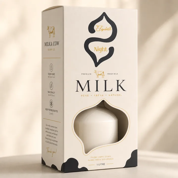 Milk Packaging for Milka Cow - AI-generated packaging design concept