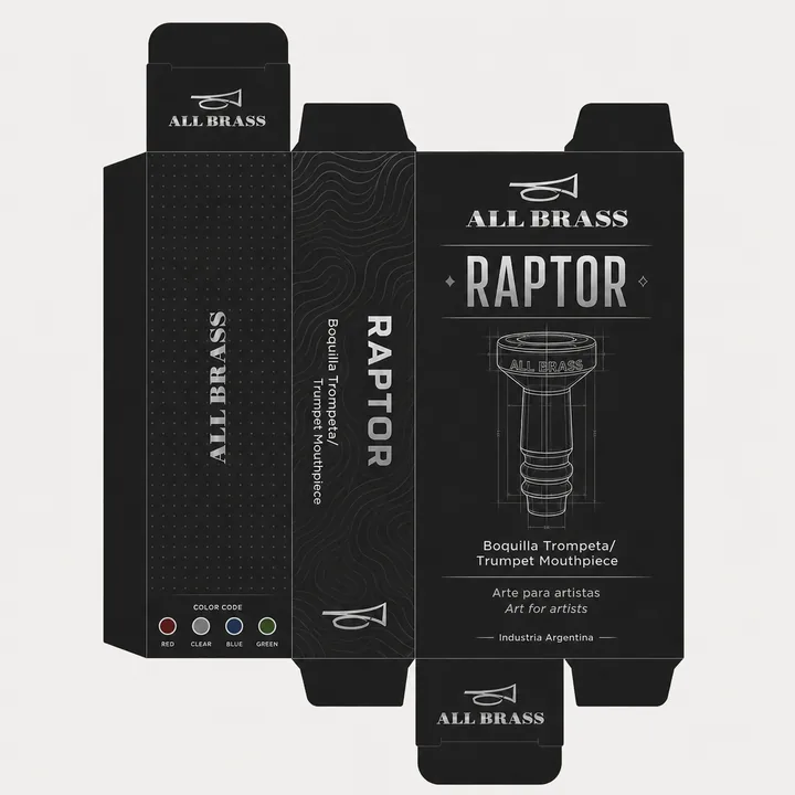 Raptor Packaging for All Brass - AI-generated packaging design concept