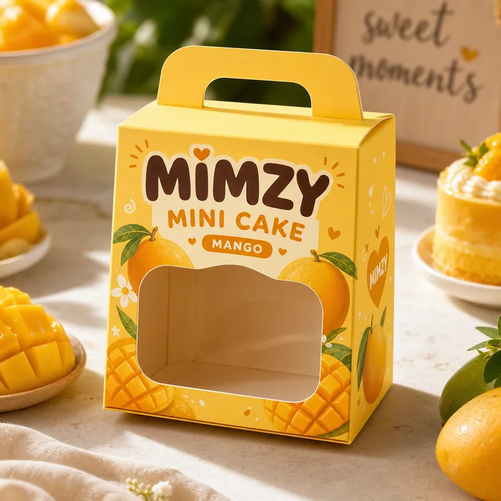 Mini Cake Packaging for Mimzy - AI-generated packaging design concept