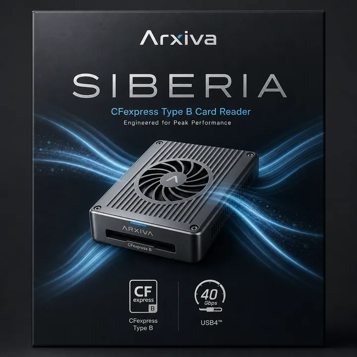 CFexpress Type B Cardreader Packaging for Arxiva - AI-generated packaging design concept
