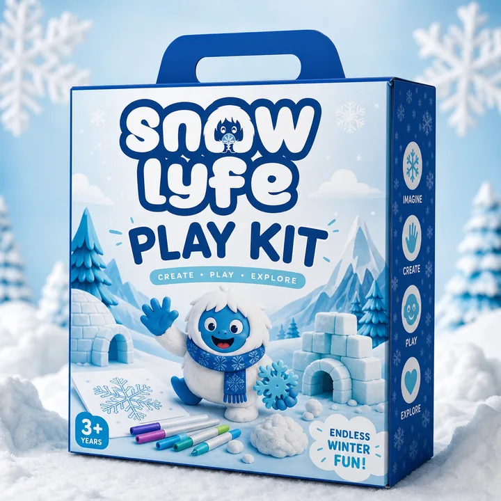 Play Kit Packaging for Snowlyfe - AI-generated packaging design concept