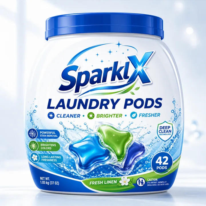 Laundry Pods Packaging for SparklX #0286 - AI-generated packaging design concept