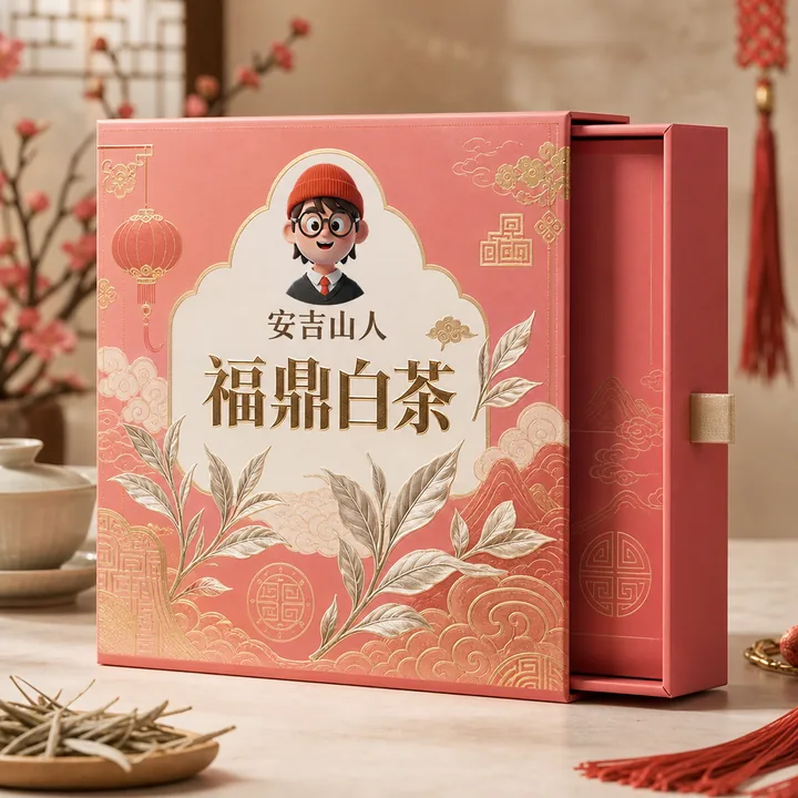 福鼎白茶 Packaging for 安吉山人 - AI-generated packaging design concept