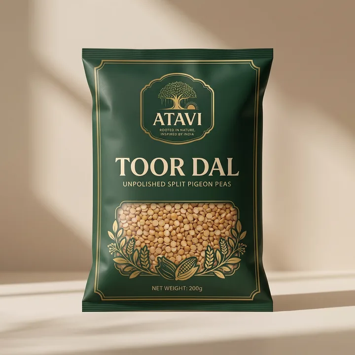 Toor Dal Packaging for ATAVI - AI-generated packaging design concept