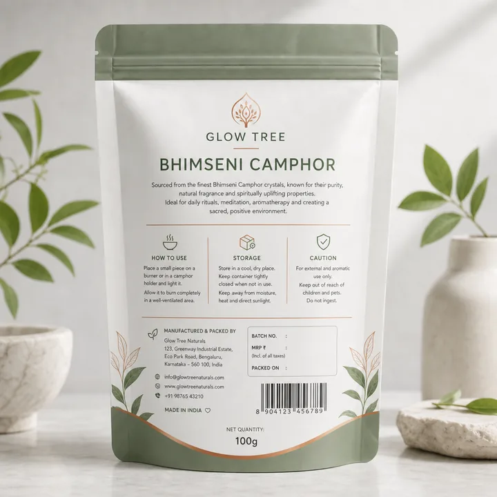 BHIMSENI CAMPHOR Packaging for GLOW TREE - AI-generated packaging design concept