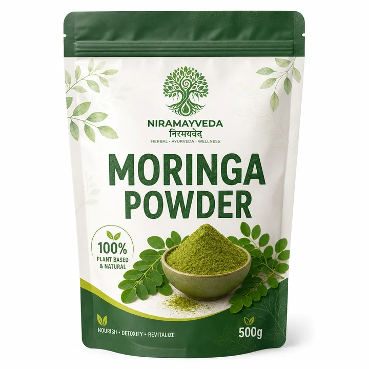 Moringa Powder Packaging for NiramayVeda #0316 - AI-generated packaging design concept
