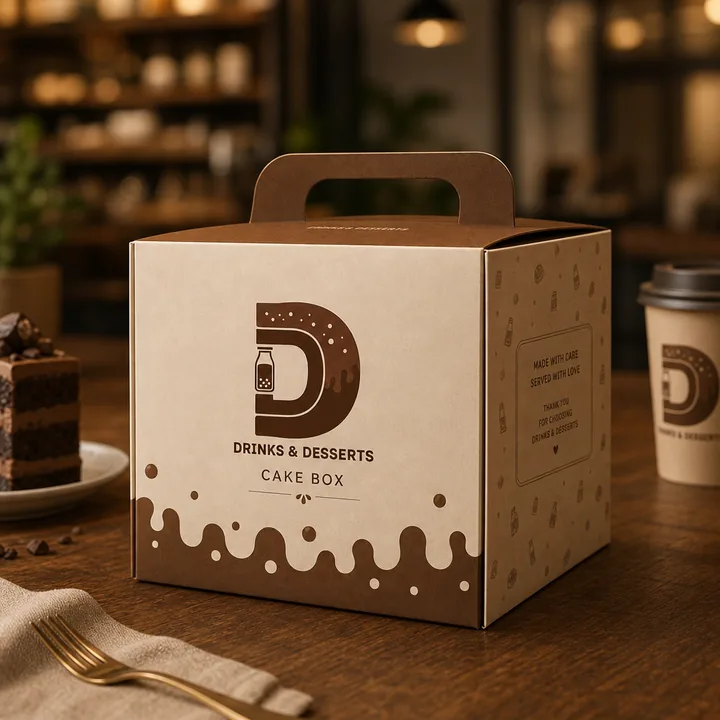 Cake Box Packaging for Drinks&Desserts - AI-generated packaging design concept