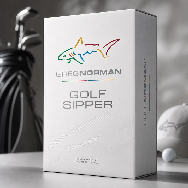 Golf Sipper Packaging for Greg Norman - AI-generated packaging design concept