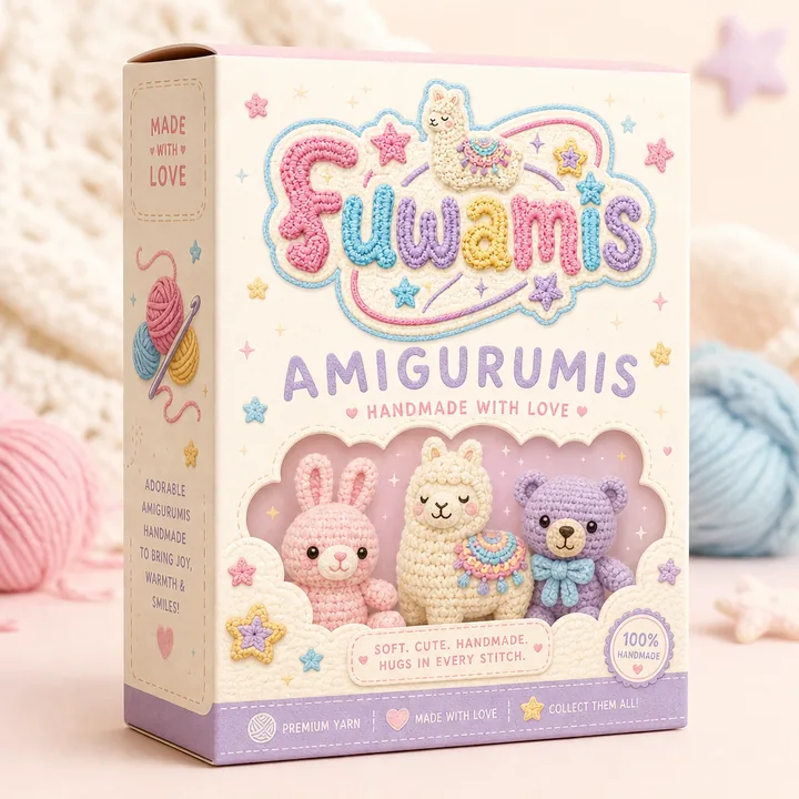 Amigurumis Packaging for Fuwamis - AI-generated packaging design concept