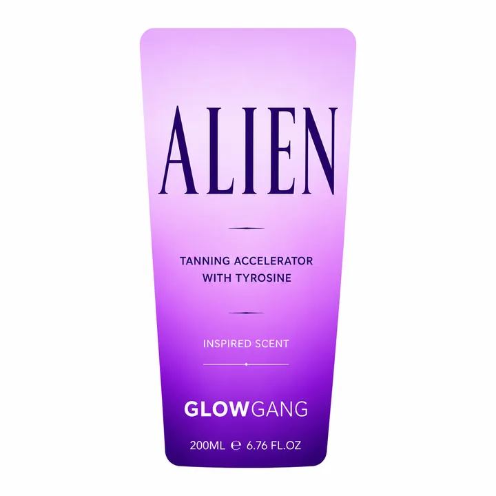 Tanning Accelerator Packaging for Glow Gang - AI-generated packaging design concept