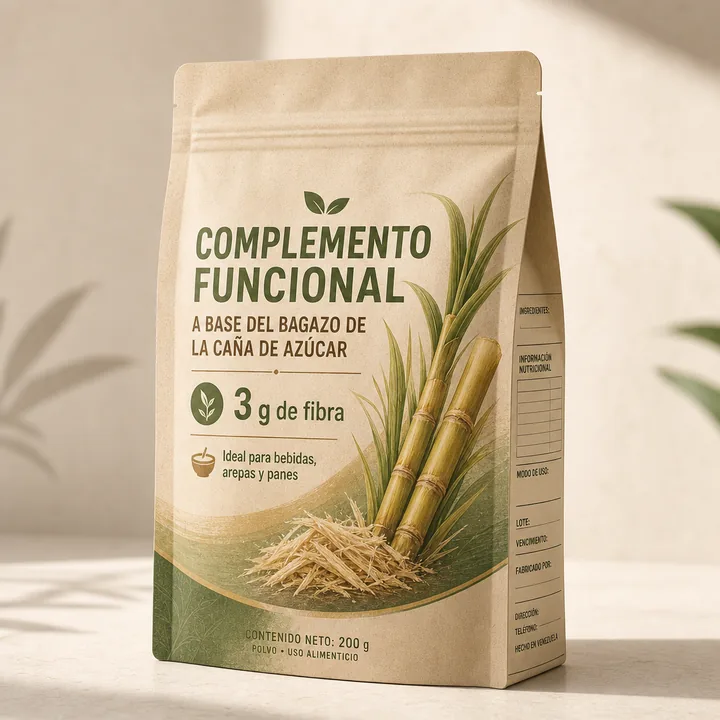 Completo Funcional A Base Del Bagazo De La Caña De Azúcar Packaging Design - AI-generated packaging design concept
