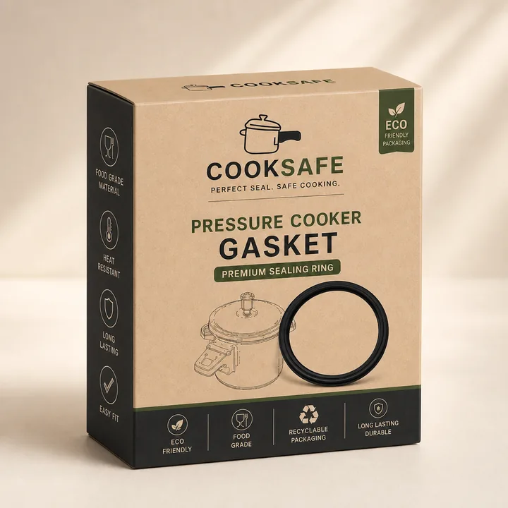 Pressure Cooker Gasket Packaging for CookSafe - AI-generated packaging design concept