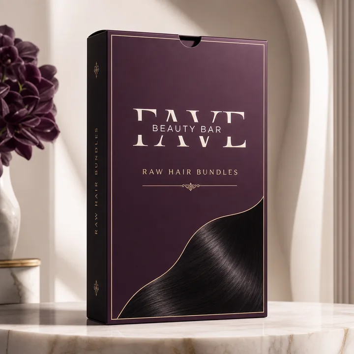 Raw Hair Bundles Packaging for Fave Beauty Bar - AI-generated packaging design concept