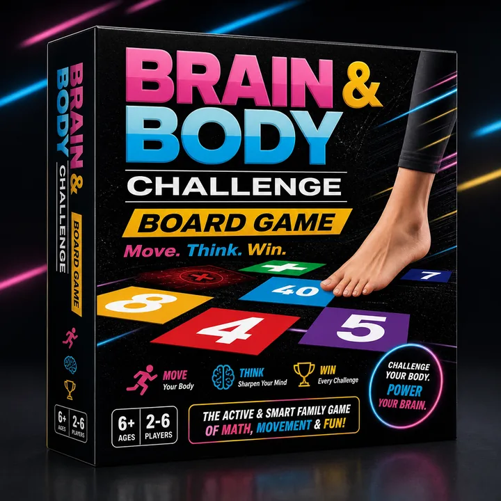 Board Game Packaging for Brain & Body Challenge - AI-generated packaging design concept