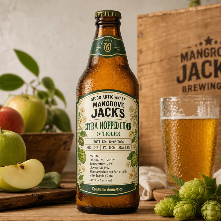 Citra Hopped Apple Cider Packaging for Mangrove Jack's - AI-generated packaging design concept