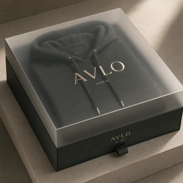 Hoodie Packaging for AVLO - AI-generated packaging design concept