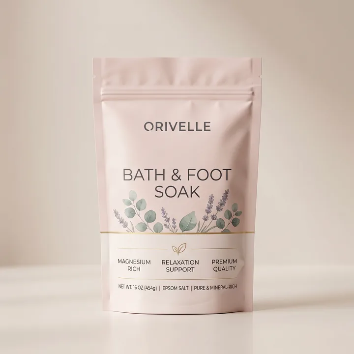 Epsom Salt Packaging for Orivelle - AI-generated packaging design concept