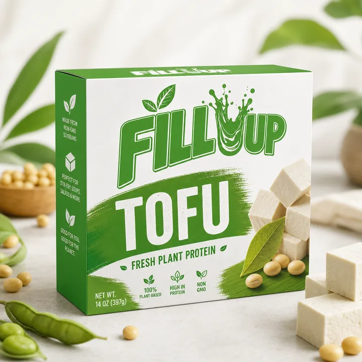Tofu Packaging for Fill Up - AI-generated packaging design concept