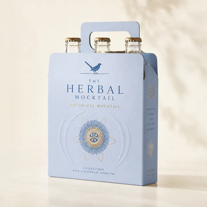 Canned Mocktail Packaging for The Herbal Mocktail - AI-generated packaging design concept
