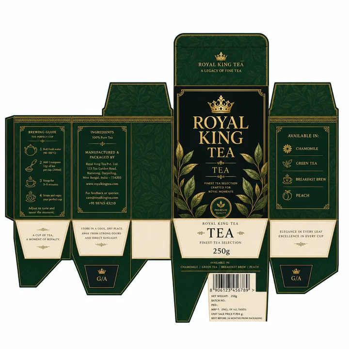 Tea Packaging for Royal King Tea - AI-generated packaging design concept