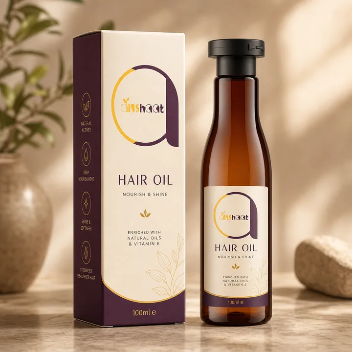 Hair Oil Packaging for Anshaat - AI-generated packaging design concept