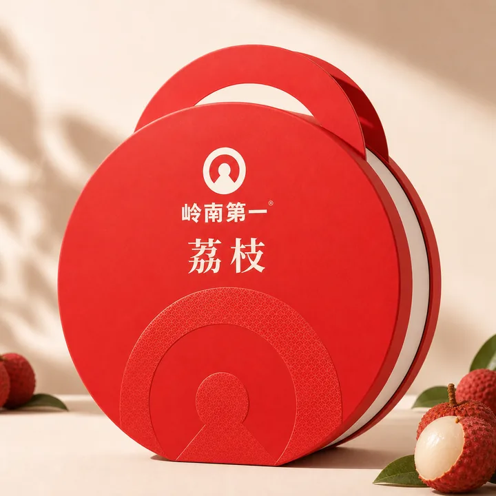 荔枝 Packaging for 岭南第一 - AI-generated packaging design concept