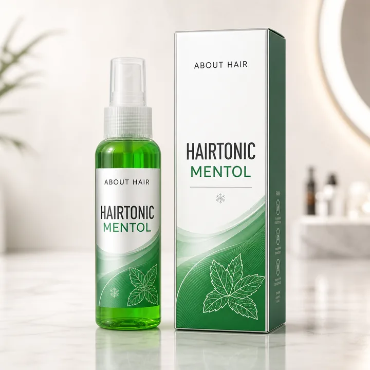 Hairtonic Mentol Packaging for About Hair #0674 - AI-generated packaging design concept