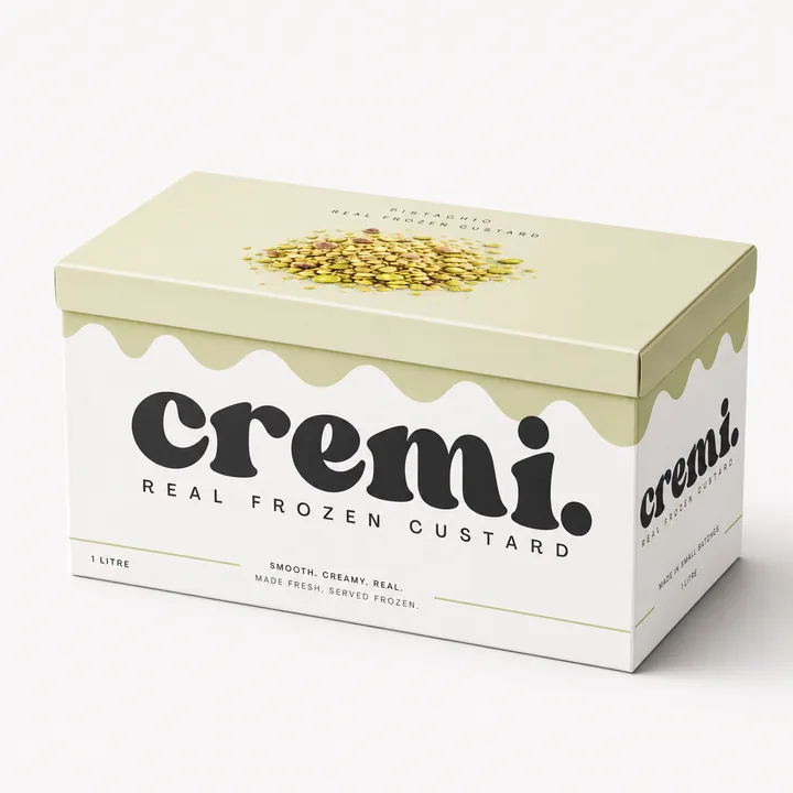 Frozen Custard Packaging for Cremi - AI-generated packaging design concept