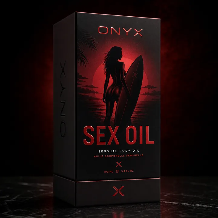 Sex Oil Packaging for Onyx - AI-generated packaging design concept
