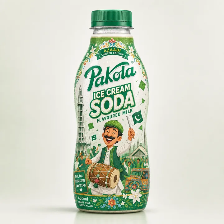 Icream Soda Flavoured Milk Packaging for Pakola - AI-generated packaging design concept