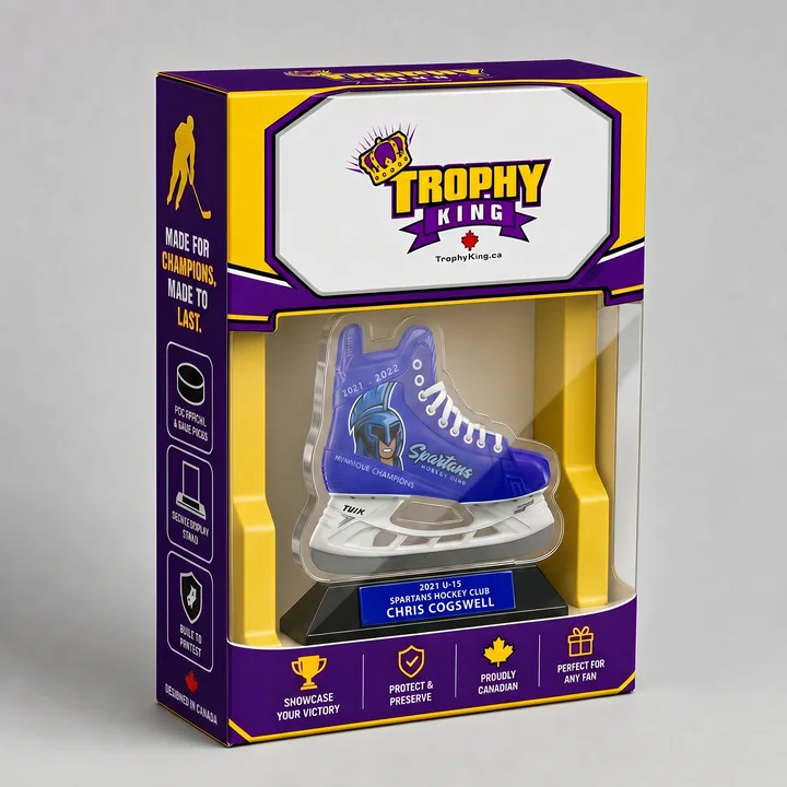 Hockey Capper Packaging for TrophyKing.ca - AI-generated packaging design concept