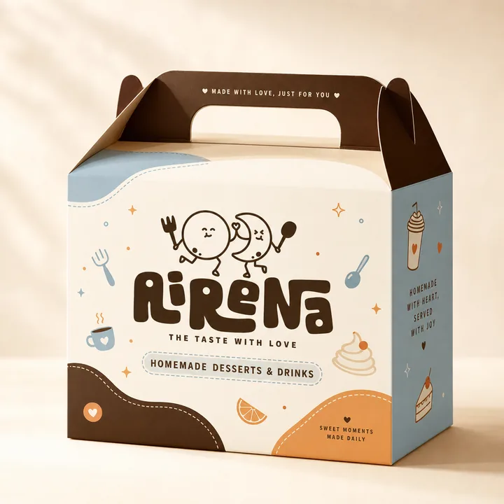Homemade Desserts And Drinks Packaging for Airena - AI-generated packaging design concept