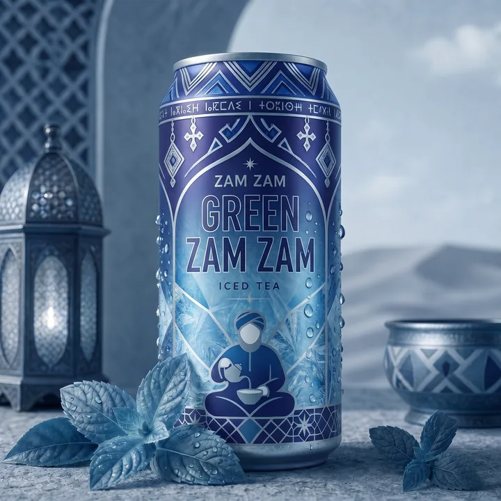 Green ZAM ZAM Packaging Design - AI-generated packaging design concept