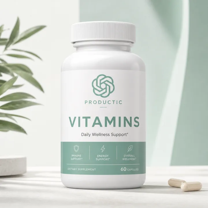 Vitamins Packaging for Productic - AI-generated packaging design concept