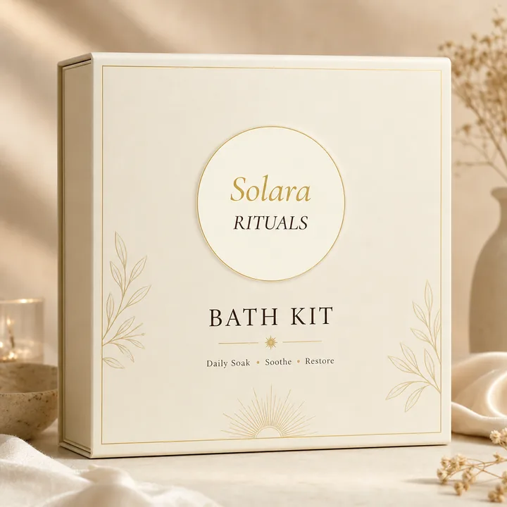 Bath Kit Packaging for Solara Rituals - AI-generated packaging design concept