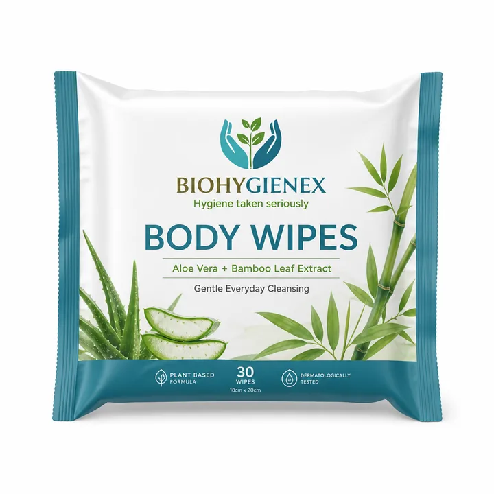Body Wipes Packaging for Biohygienex - AI-generated packaging design concept
