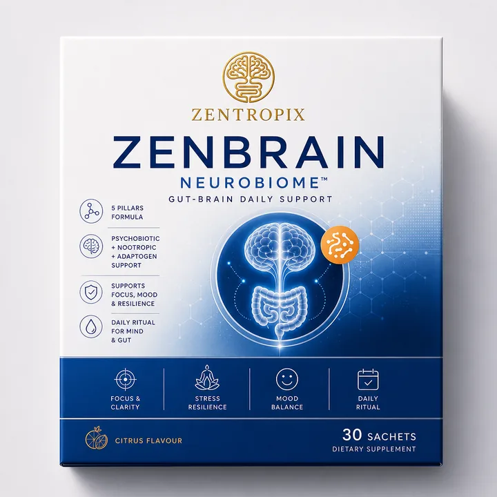 Zentropix Packaging for ZenBrain - AI-generated packaging design concept