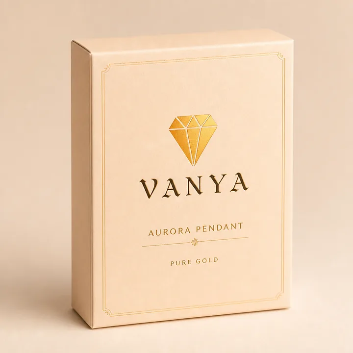 Aurora Pendant Packaging for Vanya - AI-generated packaging design concept