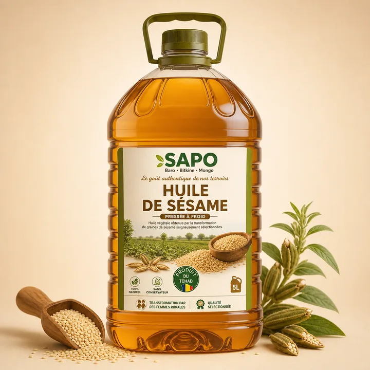 Huile De Seame Packaging for SAPO - AI-generated packaging design concept