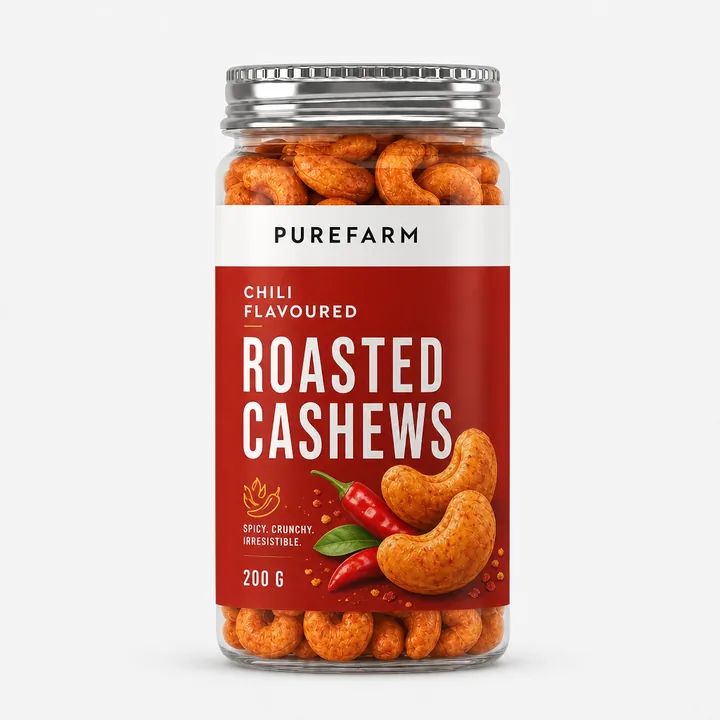 Roasted Cashew Packaging for Purefarm - AI-generated packaging design concept